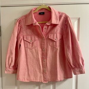 Vici Denim Button Down Blouse, Pink M